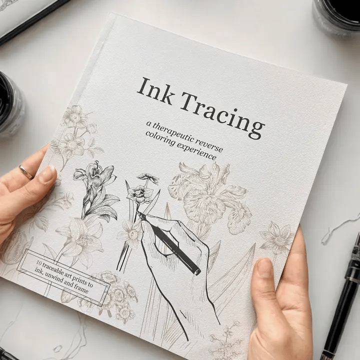 Mindful Ink Tracing: The Therapeutic Art Experience for Absolute Beginners (Subtitle: Premium Edition | Thick Watercolor Paper | 10 Frame-Ready Prints)