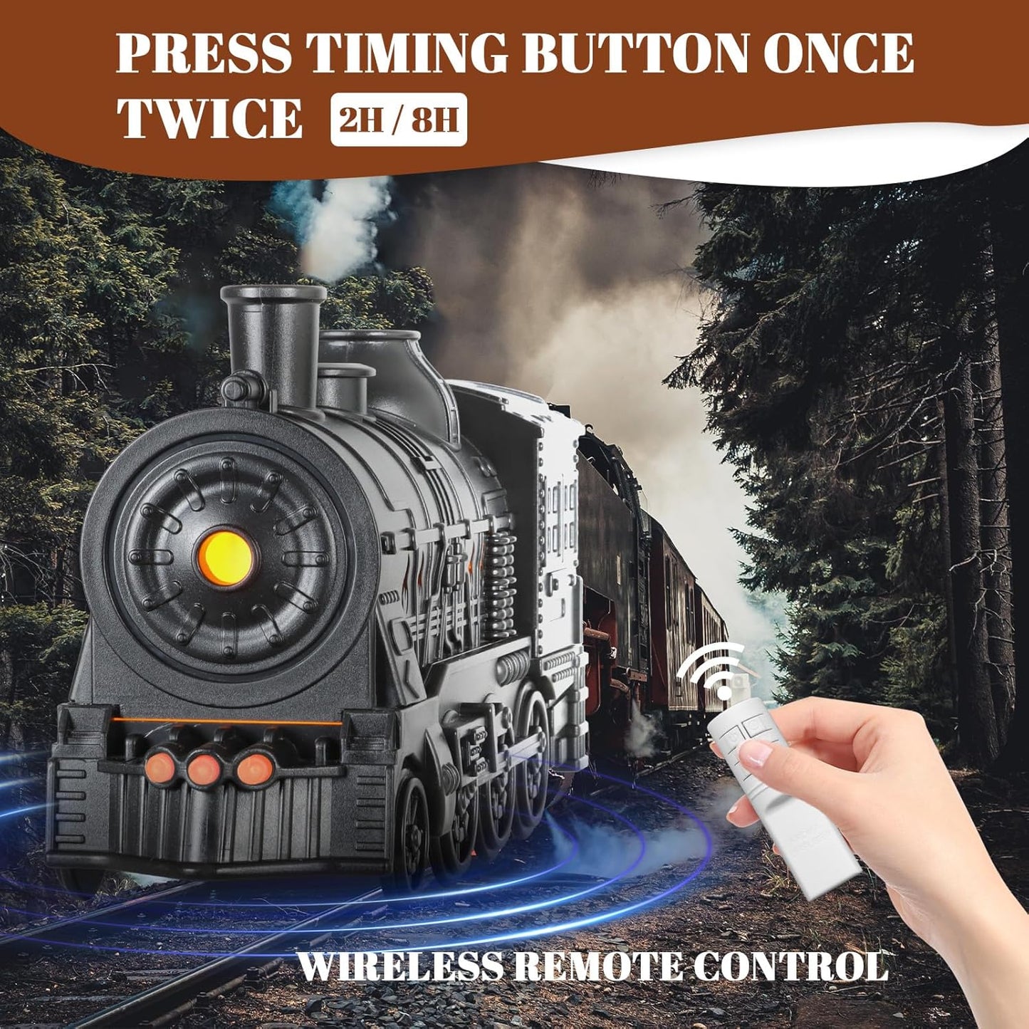 Train Humidifier Aroma Diffuser, 300ml Cool Mist Quiet Aromatherapy Diffuser for Essential Oils,Train Diffuser for Large Rooms, Bedrooms, or Desks