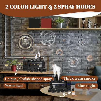 Train Humidifier Aroma Diffuser, 300ml Cool Mist Quiet Aromatherapy Diffuser for Essential Oils,Train Diffuser for Large Rooms, Bedrooms, or Desks